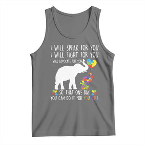 Autism Awareness Mom Tank Top I Will Speak Fight Advocate For You So That You Can Do It For Yourself TS11 Black Heather Print Your Wear