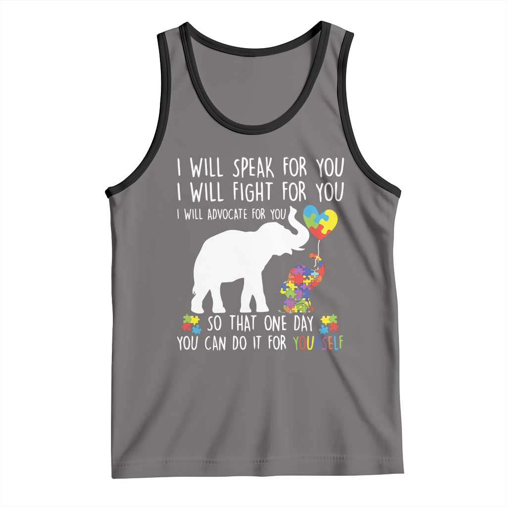 Autism Awareness Mom Tank Top I Will Speak Fight Advocate For You So That You Can Do It For Yourself TS11 Deep Heather Black Print Your Wear