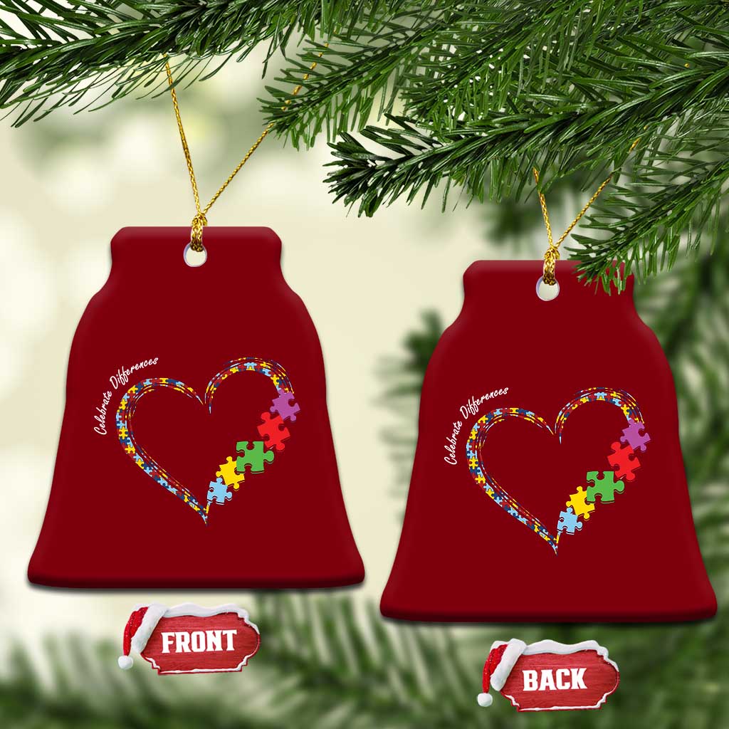 Autism Awareness Celebrate Differences Ceramic Ornament Love Heart Puzzle Pieces TS11 Print Your Wear