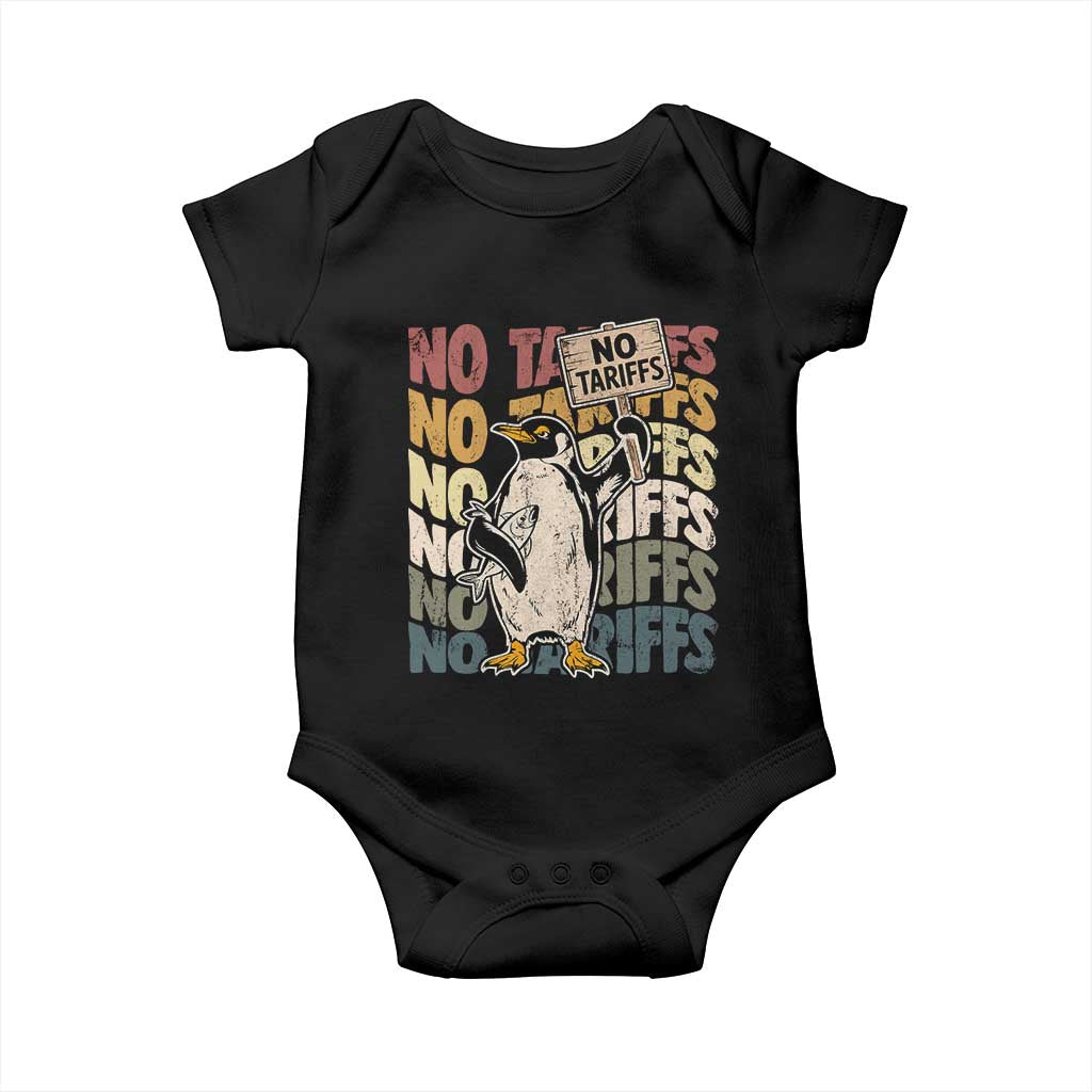 Funny Resist Penguins Baby Onesie No Tariffs On Penguin TS11 Black Print Your Wear
