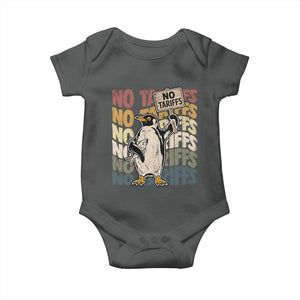 Funny Resist Penguins Baby Onesie No Tariffs On Penguin TS11 Dark Heather Print Your Wear