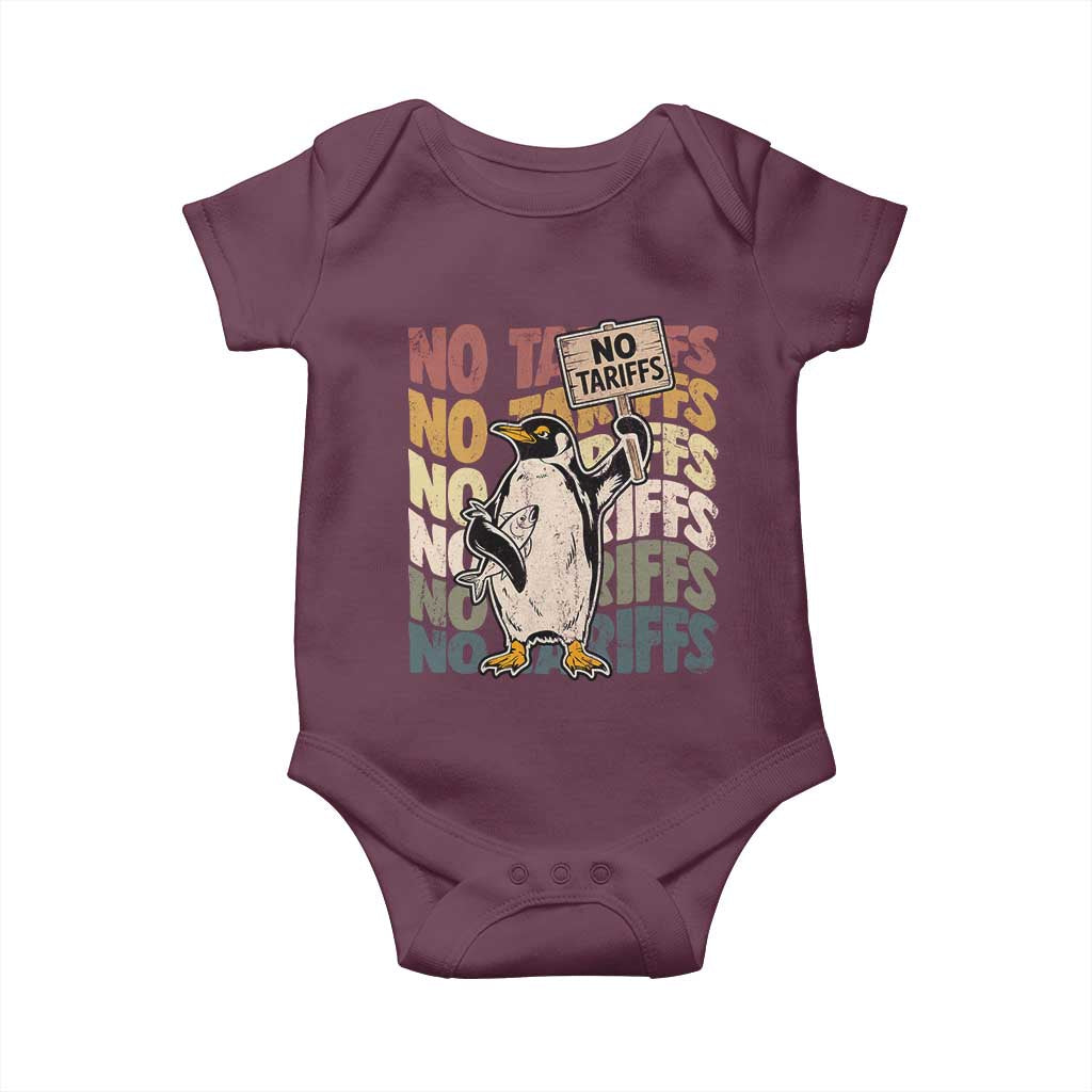 Funny Resist Penguins Baby Onesie No Tariffs On Penguin TS11 Maroon Print Your Wear
