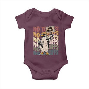 Funny Resist Penguins Baby Onesie No Tariffs On Penguin TS11 Maroon Print Your Wear