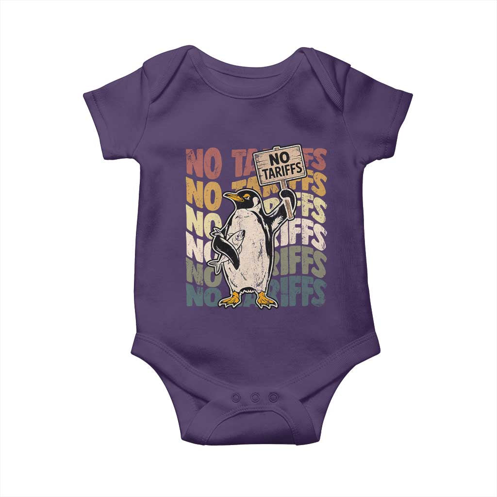Funny Resist Penguins Baby Onesie No Tariffs On Penguin TS11 Purple Print Your Wear