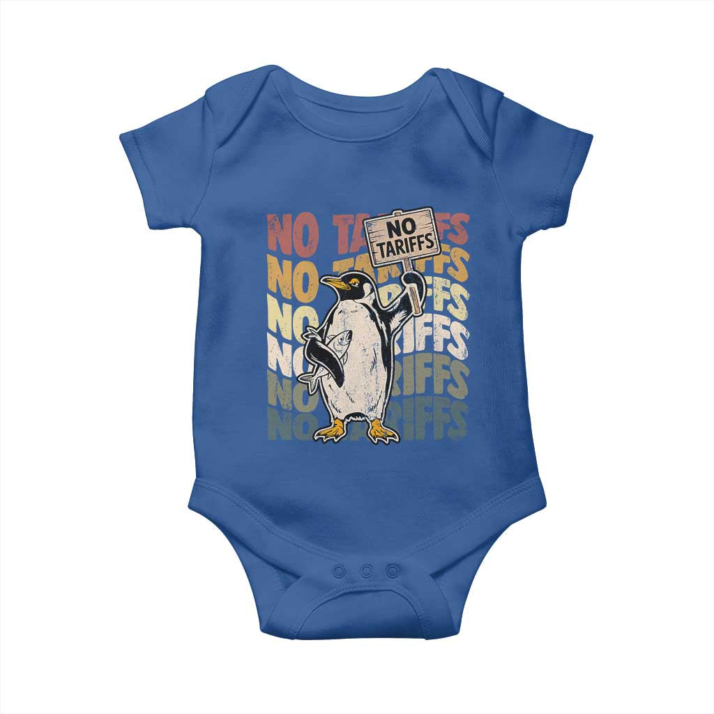 Funny Resist Penguins Baby Onesie No Tariffs On Penguin TS11 Royal Blue Print Your Wear