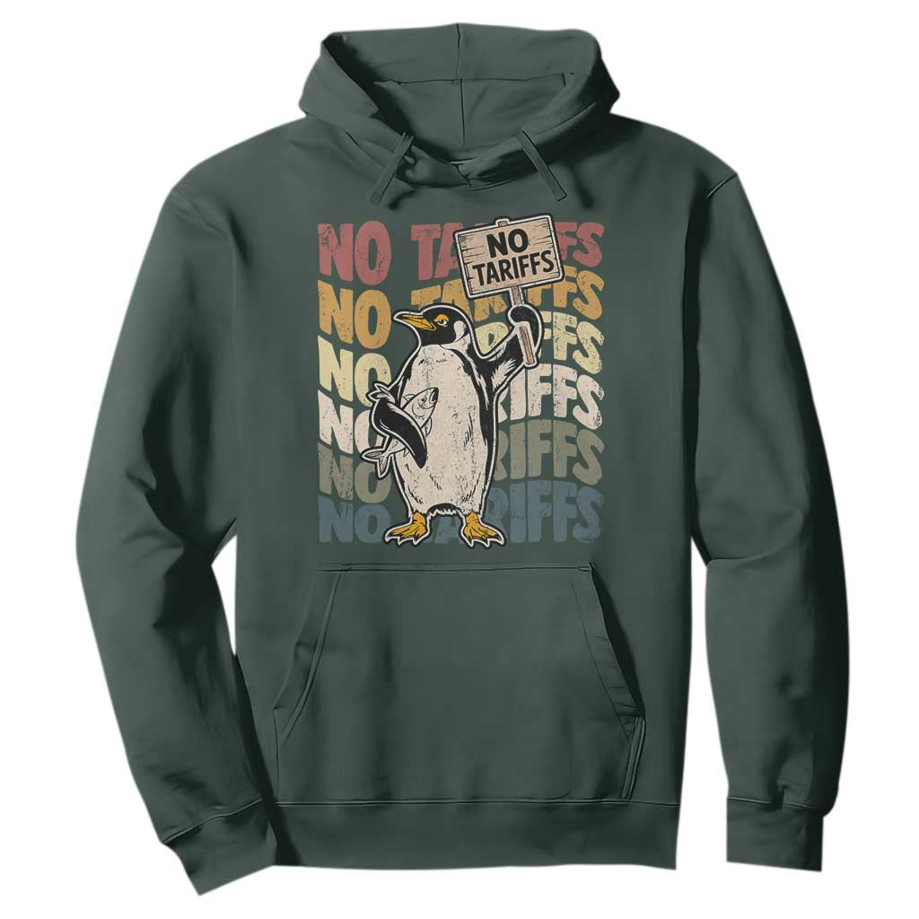 Funny Resist Penguins Hoodie No Tariffs On Penguin TS11 Dark Forest Green Print Your Wear