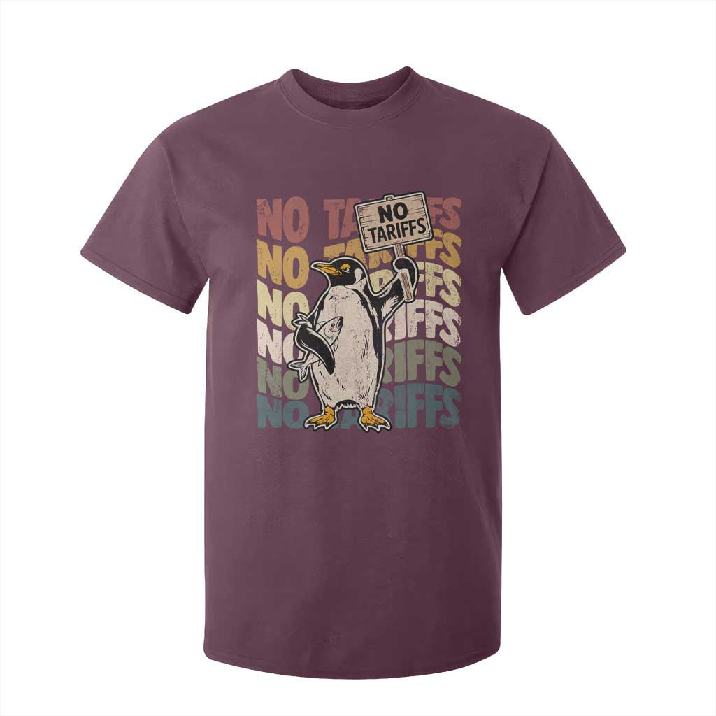 Funny Resist Penguins T Shirt For Kid No Tariffs On Penguin TS11 Maroon Print Your Wear
