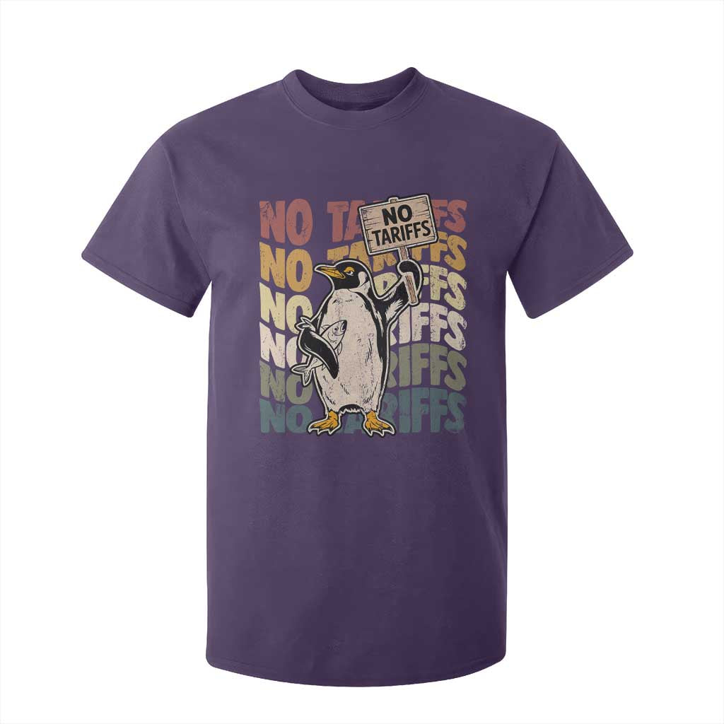 Funny Resist Penguins T Shirt For Kid No Tariffs On Penguin TS11 Purple Print Your Wear