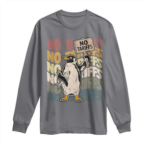 Funny Resist Penguins Long Sleeve Shirt No Tariffs On Penguin TS11 Charcoal Print Your Wear