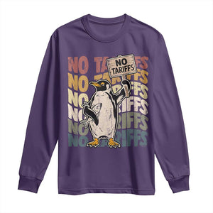 Funny Resist Penguins Long Sleeve Shirt No Tariffs On Penguin TS11 Purple Print Your Wear