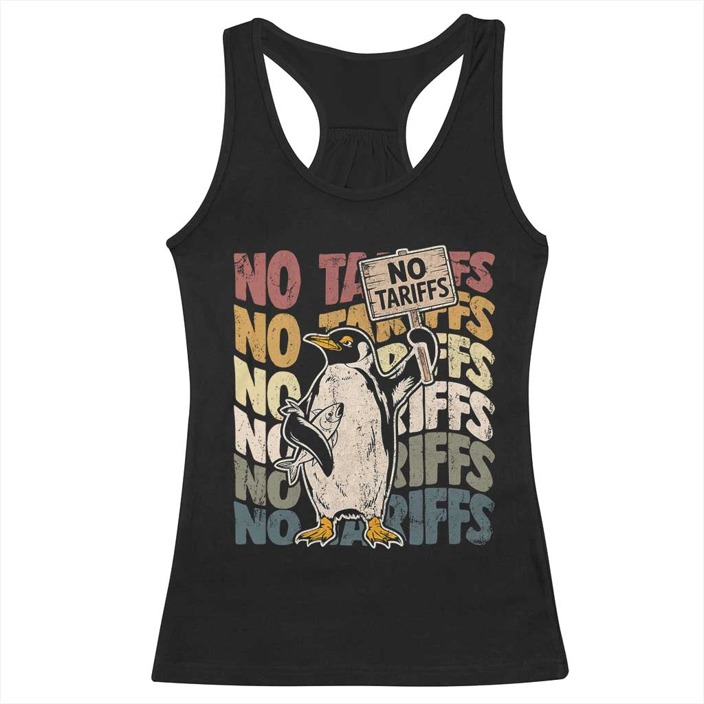 Funny Resist Penguins Racerback Tank Top No Tariffs On Penguin TS11 Black Print Your Wear