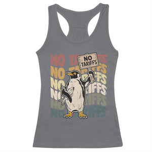 Funny Resist Penguins Racerback Tank Top No Tariffs On Penguin TS11 Charcoal Print Your Wear