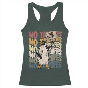 Funny Resist Penguins Racerback Tank Top No Tariffs On Penguin TS11 Dark Forest Green Print Your Wear