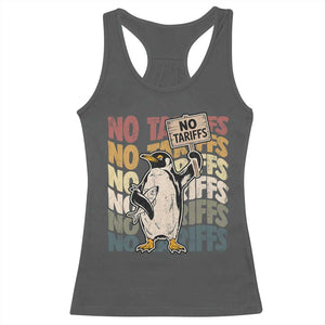 Funny Resist Penguins Racerback Tank Top No Tariffs On Penguin TS11 Dark Heather Print Your Wear