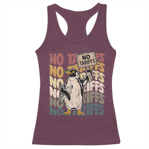 Funny Resist Penguins Racerback Tank Top No Tariffs On Penguin TS11 Maroon Print Your Wear