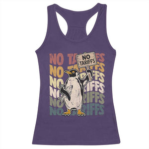 Funny Resist Penguins Racerback Tank Top No Tariffs On Penguin TS11 Purple Print Your Wear