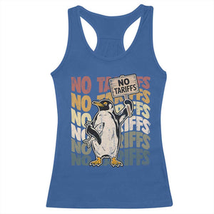 Funny Resist Penguins Racerback Tank Top No Tariffs On Penguin TS11 Royal Blue Print Your Wear