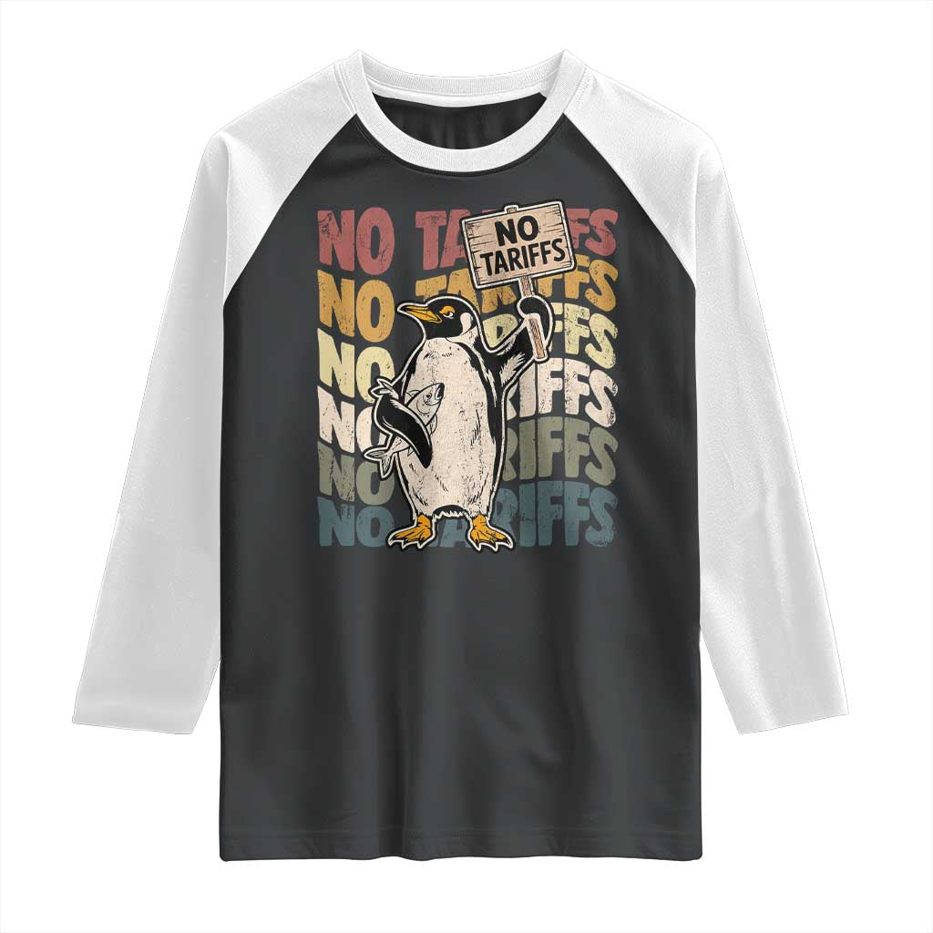 Funny Resist Penguins Raglan Shirt No Tariffs On Penguin TS11 Black White Print Your Wear