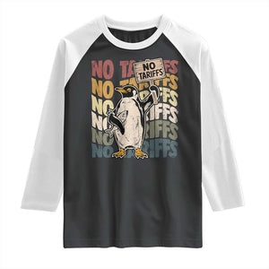 Funny Resist Penguins Raglan Shirt No Tariffs On Penguin TS11 Black White Print Your Wear