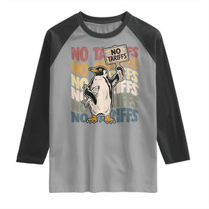 Funny Resist Penguins Raglan Shirt No Tariffs On Penguin TS11 Sport Gray Black Print Your Wear