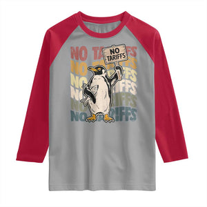 Funny Resist Penguins Raglan Shirt No Tariffs On Penguin TS11 Sport Gray Red Print Your Wear