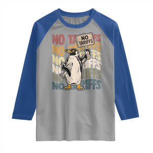 Funny Resist Penguins Raglan Shirt No Tariffs On Penguin TS11 Sport Gray Royal Print Your Wear