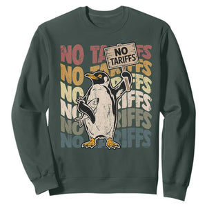 Funny Resist Penguins Sweatshirt No Tariffs On Penguin TS11 Dark Forest Green Print Your Wear