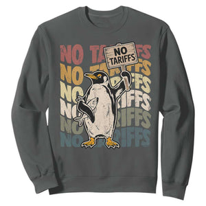 Funny Resist Penguins Sweatshirt No Tariffs On Penguin TS11 Dark Heather Print Your Wear