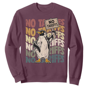 Funny Resist Penguins Sweatshirt No Tariffs On Penguin TS11 Maroon Print Your Wear