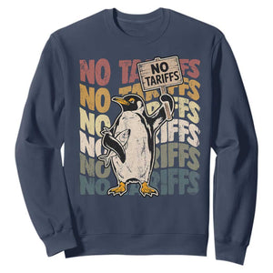 Funny Resist Penguins Sweatshirt No Tariffs On Penguin TS11 Navy Print Your Wear