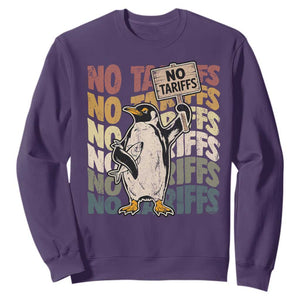Funny Resist Penguins Sweatshirt No Tariffs On Penguin TS11 Purple Print Your Wear