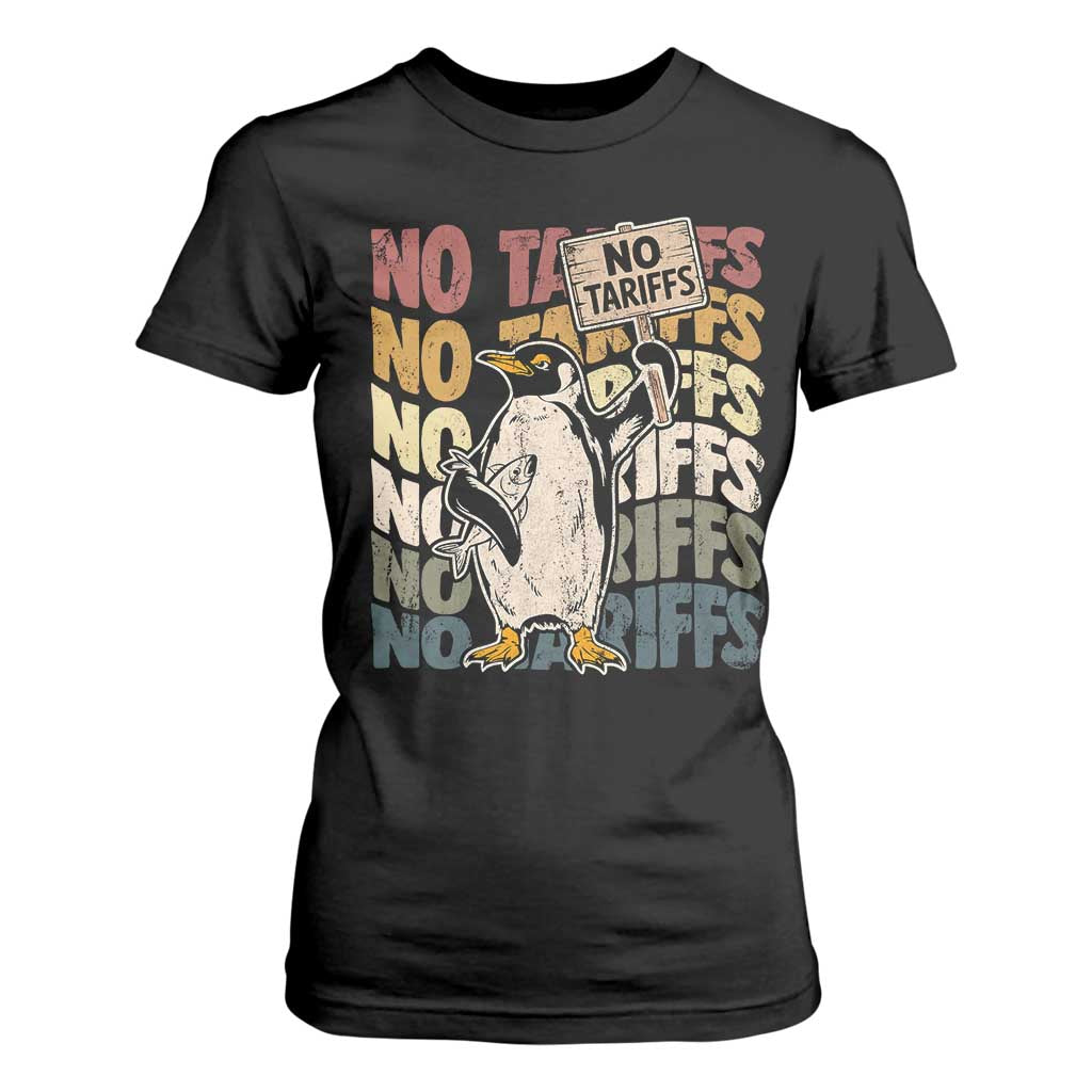 Funny Resist Penguins T Shirt For Women No Tariffs On Penguin TS11 Black Print Your Wear