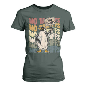 Funny Resist Penguins T Shirt For Women No Tariffs On Penguin TS11 Dark Forest Green Print Your Wear