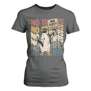 Funny Resist Penguins T Shirt For Women No Tariffs On Penguin TS11 Dark Heather Print Your Wear