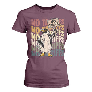 Funny Resist Penguins T Shirt For Women No Tariffs On Penguin TS11 Maroon Print Your Wear