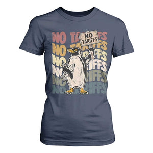 Funny Resist Penguins T Shirt For Women No Tariffs On Penguin TS11 Navy Print Your Wear