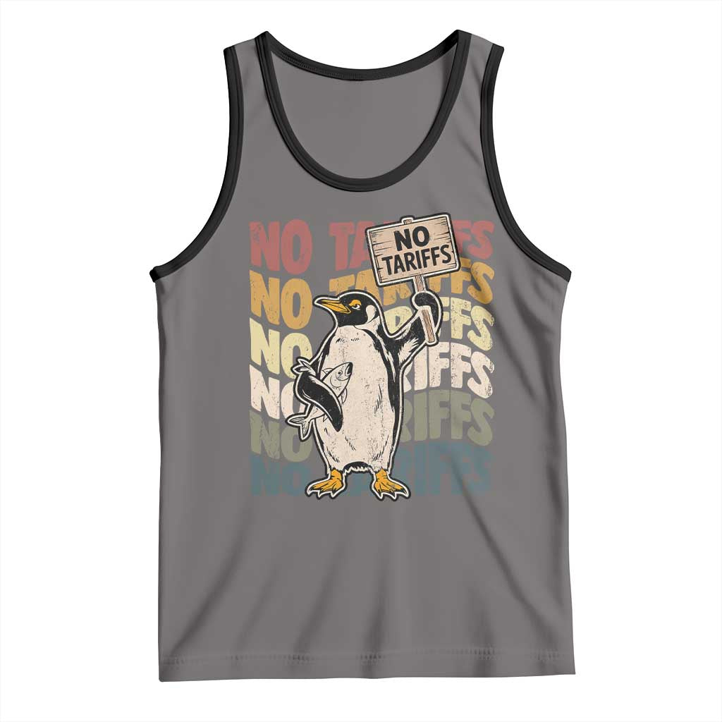 Funny Resist Penguins Tank Top No Tariffs On Penguin TS11 Deep Heather Black Print Your Wear