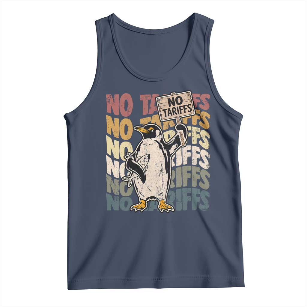 Funny Resist Penguins Tank Top No Tariffs On Penguin TS11 Navy Print Your Wear