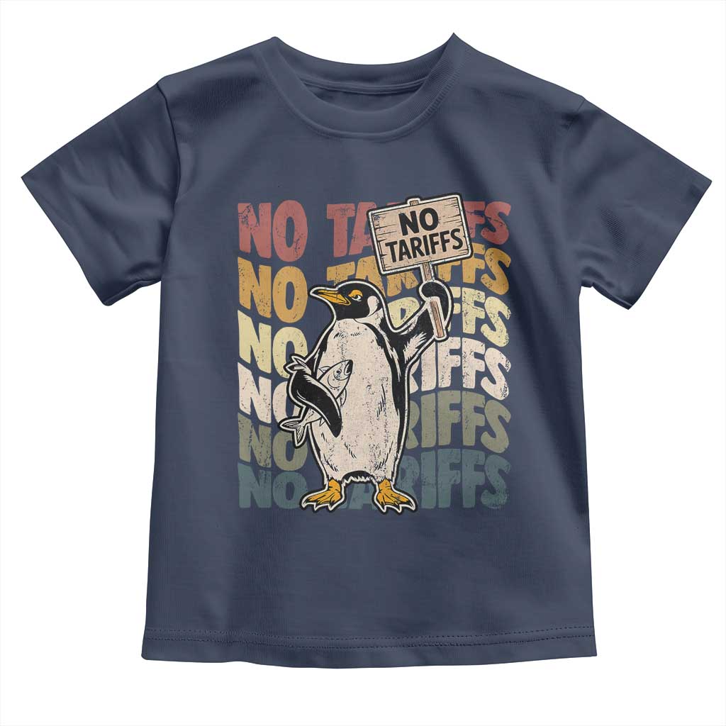 Funny Resist Penguins Toddler T Shirt No Tariffs On Penguin TS11 Navy Print Your Wear