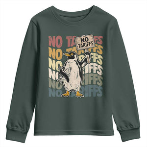 Funny Resist Penguins Youth Sweatshirt No Tariffs On Penguin TS11 Dark Forest Green Print Your Wear