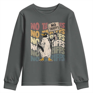 Funny Resist Penguins Youth Sweatshirt No Tariffs On Penguin TS11 Dark Heather Print Your Wear