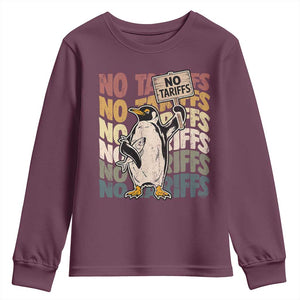 Funny Resist Penguins Youth Sweatshirt No Tariffs On Penguin TS11 Maroon Print Your Wear