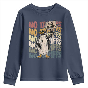 Funny Resist Penguins Youth Sweatshirt No Tariffs On Penguin TS11 Navy Print Your Wear