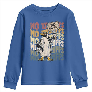 Funny Resist Penguins Youth Sweatshirt No Tariffs On Penguin TS11 Royal Blue Print Your Wear