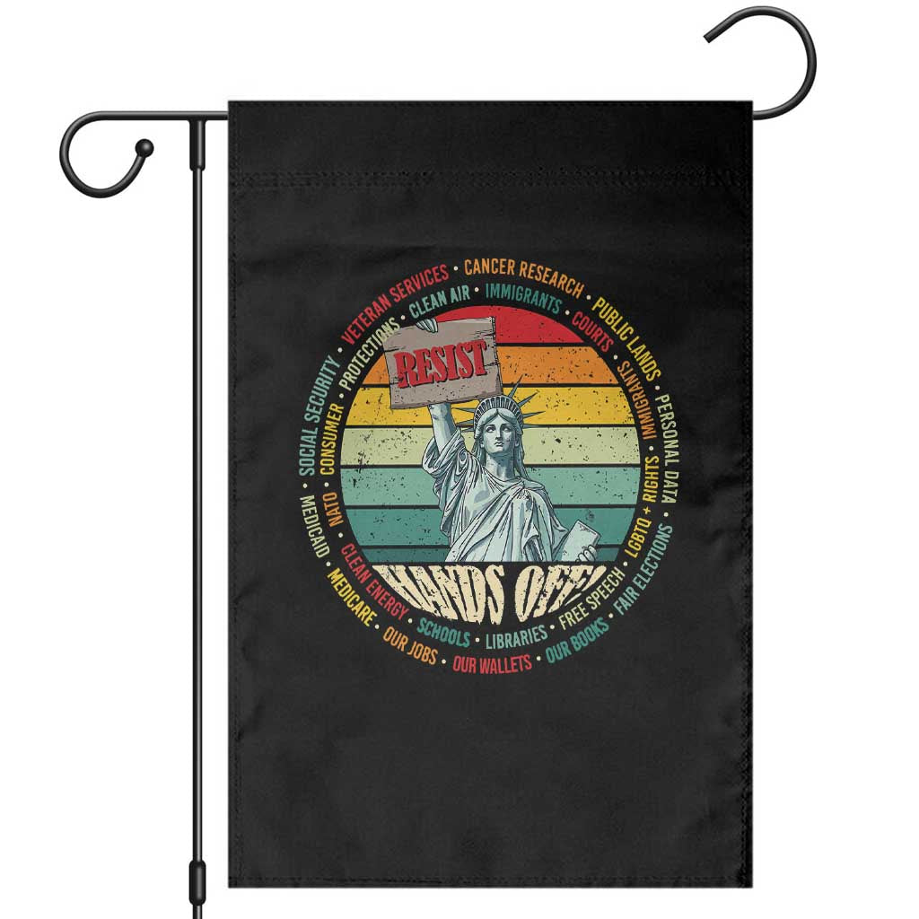 Funny Hands Off Garden Flag Resist Vintage Statue Of Liberty TS11 Black Print Your Wear