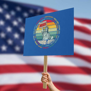 Funny Hands Off Protest Sign Resist Vintage Statue Of Liberty TS11 Horizontal 18" × 24" Blue Print Your Wear