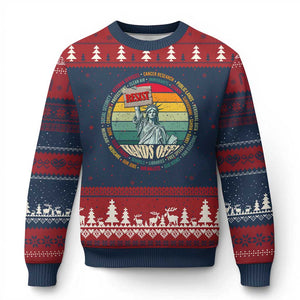 Funny Hands Off Ugly Christmas Sweater Resist Vintage Statue Of Liberty TS11 Navy Red Print Your Wear