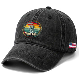 Funny Hands Off Washed Cotton Baseball Cap Resist Vintage Statue Of Liberty TS11 Print Your Wear