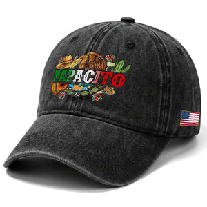 Funny Mexican Dad Papacito Washed Cotton Baseball Cap Cinco De Mayo Golden Eagle Sombrero TS11 Print Your Wear