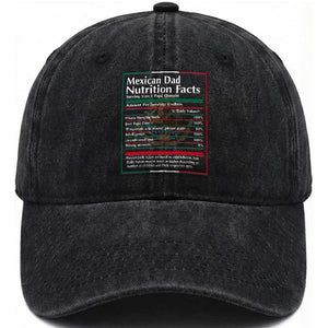 Funny Mexican Dad Washed Cotton Baseball Cap Dad Nutrition Facts Mexico Flag Father's Day TS11 Print Your Wear